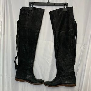 FRYE THIGH HIGH LEATHER BOOTS